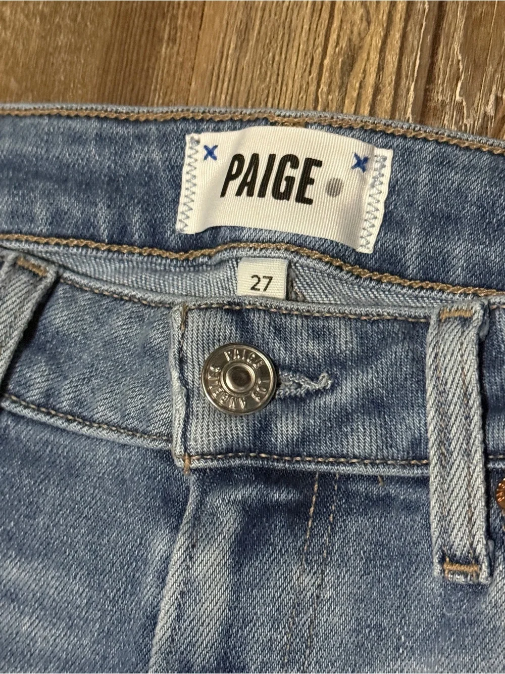 Paige Cindy Jeans Women's 27 High Rise in Mel Destroyed Hem Wash Denim